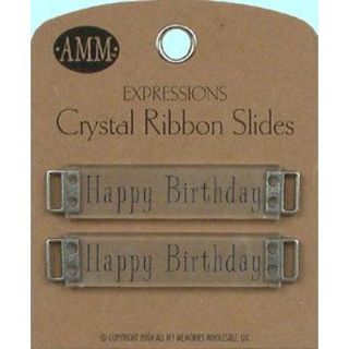 Crystal Ribbon Slides -Happy Birthday