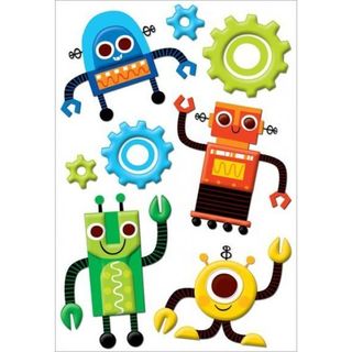 Boy Layered Puffy Stickers - Robots