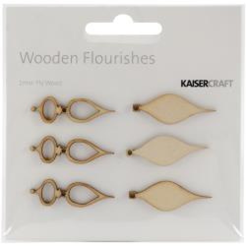 Wooden Flourish - Mini Tear Drop Baubles