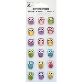 Mini Glitter Owls Embellishments