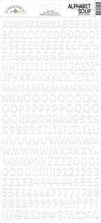 Alphabet Soup Puffy Stickers - White